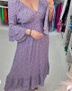 V-neck Bell Sleeve Printed Dress