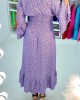 V-neck Bell Sleeve Printed Dress