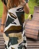 V-neck Casual Printed Flying Sleeve Dress