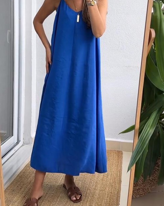 Casual V-neck Sleeveless Suspender Dress Casual V-neck Sleeveless Suspender Dress