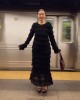 Round neck chiffon long cake dress