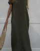Round Neck Short Sleeve Cotton and Linen Casual Dress