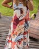 V-neck Casual Printed Flying Sleeve Dress