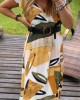 V-neck Casual Printed Flying Sleeve Dress