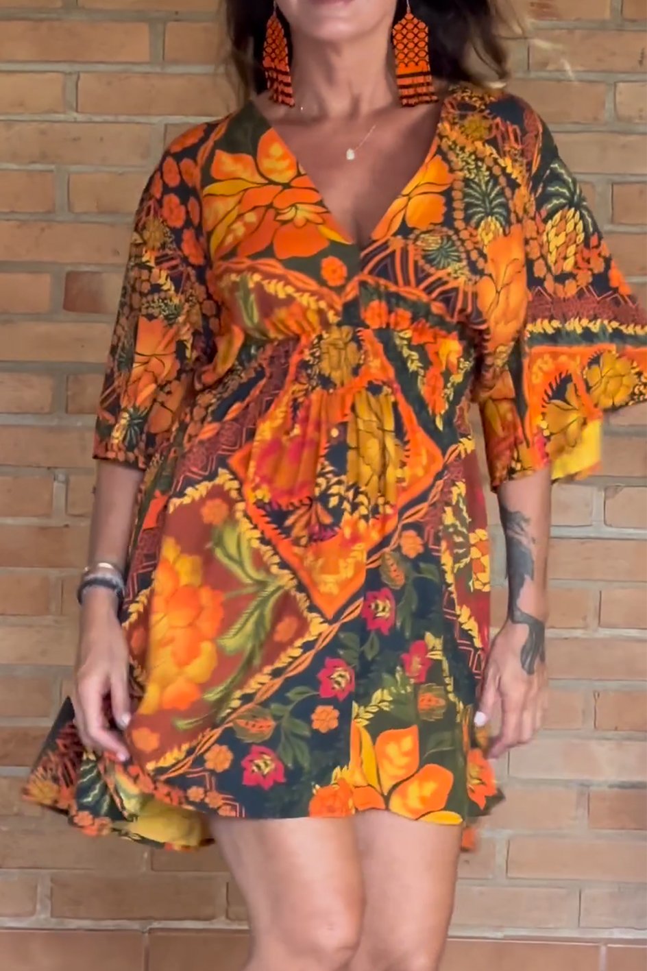 Women's fresh V-neck  skirt dress