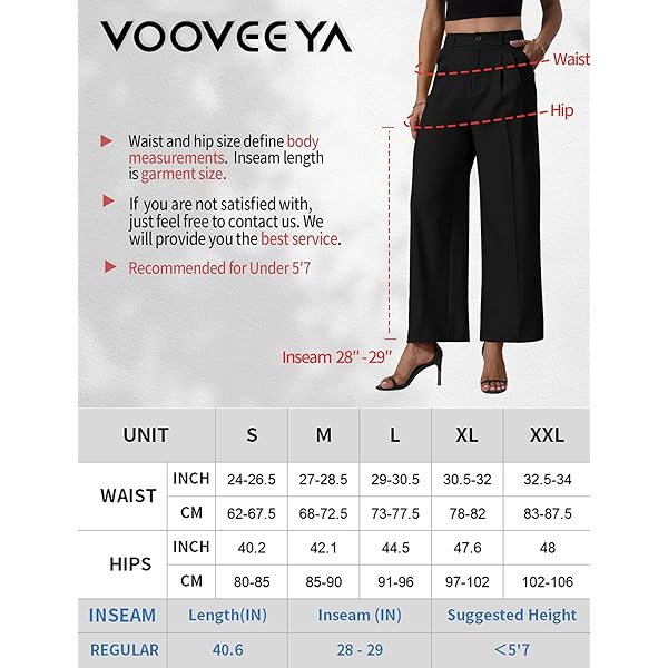 VOOVEEYA Casual Wide Leg Pants for Women - Elastic High Waisted Dress Pants for Business Work Comfy Slacks Trousers Suit Regular Medium Khaki