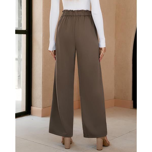 GRAPENT Dress Pants Women High Waisted Wide Leg Work Pants Dressy Casual Trendy Elastic Waist Pleated Belted Trousers Medium Cannoli Cream GRAPENT Dress Pants Women High Waisted Wide Leg Work Pants Dressy Casual Trendy Elastic Waist Pleated Belted Trousers Medium Cannoli Cream