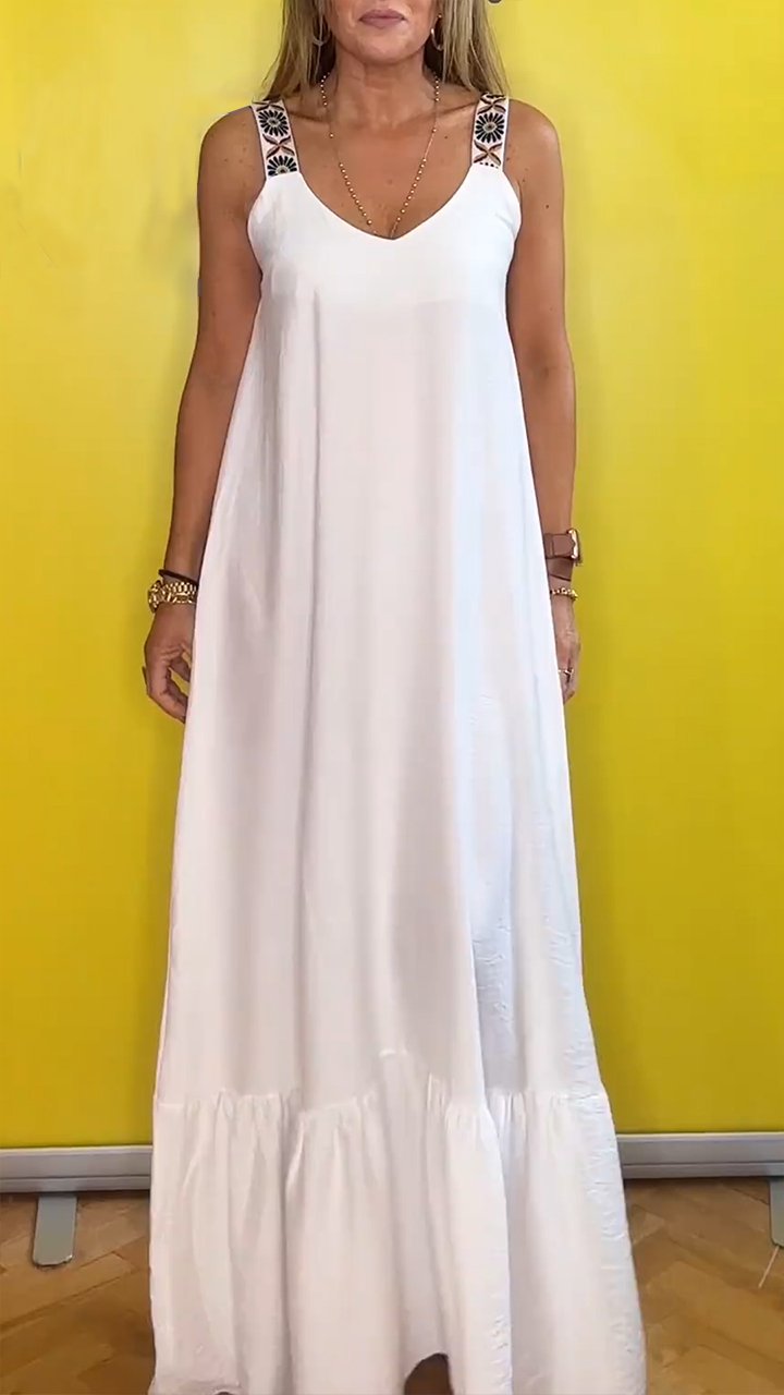 Casual V-neck Suspender Dress