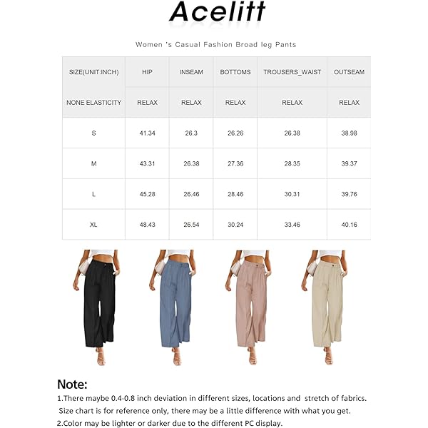 Acelitt Wide Leg Pants for Women Work Business Casual High Waisted Flowy Trousers with Pockets X-Large Brown