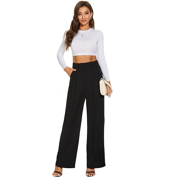 Women Linen Low Rise Wide Leg Pants Pleated Front Casual Long Trousers with Pockets X-Small Beige