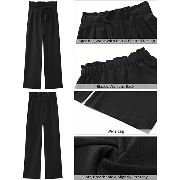 GRAPENT Dress Pants Women High Waisted Wide Leg Work Pants Dressy Casual Trendy Elastic Waist Pleated Belted Trousers Medium Cannoli Cream GRAPENT Dress Pants Women High Waisted Wide Leg Work Pants Dressy Casual Trendy Elastic Waist Pleated Belted Trousers Medium Cannoli Cream
