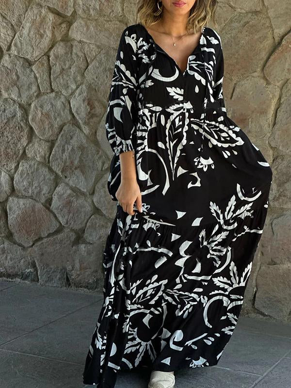 Women's Printed Loose Casual Long Dress