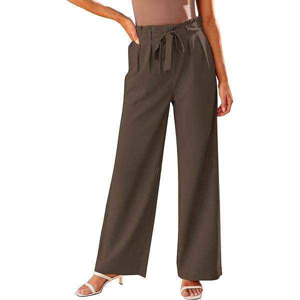 GRAPENT Dress Pants Women High Waisted Wide Leg Work Pants Dressy Casual Trendy Elastic Waist Pleated Belted Trousers Medium Cannoli Cream GRAPENT Dress Pants Women High Waisted Wide Leg Work Pants Dressy Casual Trendy Elastic Waist Pleated Belted Trousers Medium Cannoli Cream