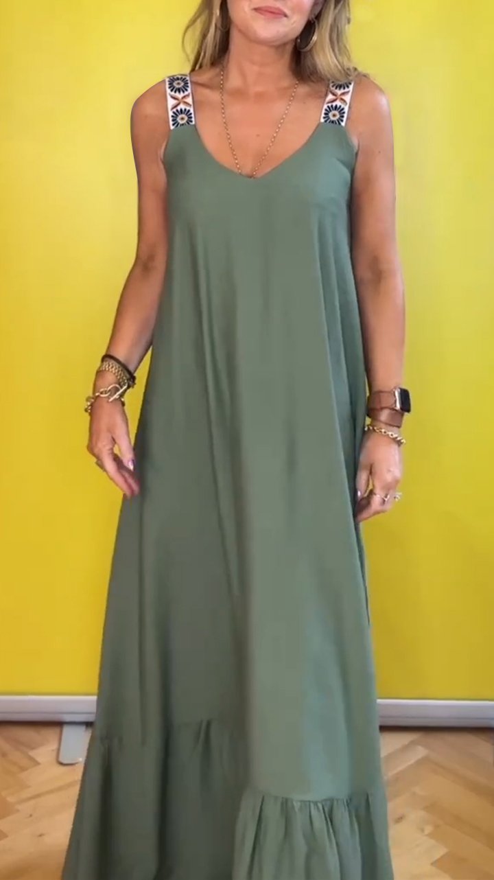 Casual V-neck Suspender Dress
