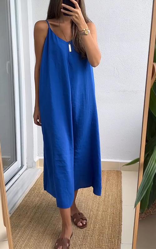 Casual V-neck Sleeveless Suspender Dress