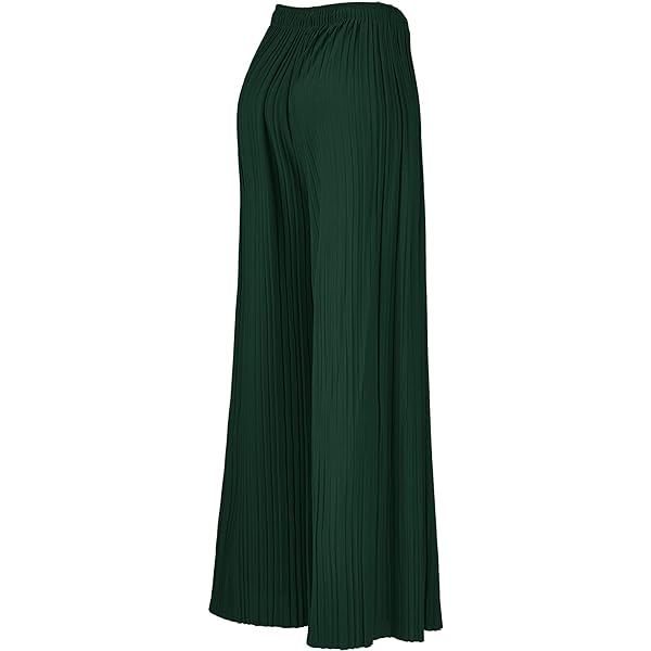 Lock and Love Womens Pleated Wide Leg Palazzo Maxi Pants with Drawstring or Elastic Band Elastic Band Small Wb1795_desert