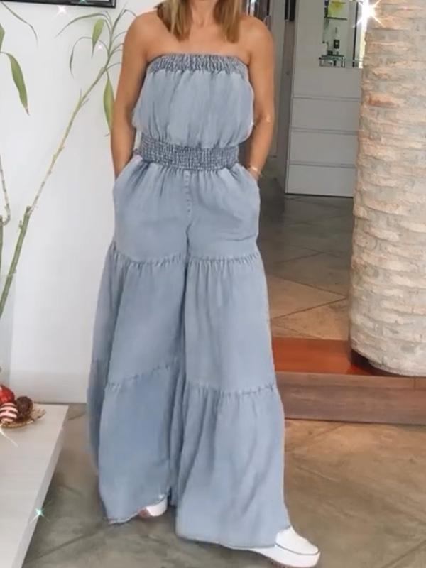 Simple and Comfortable Denim Jumpsuit