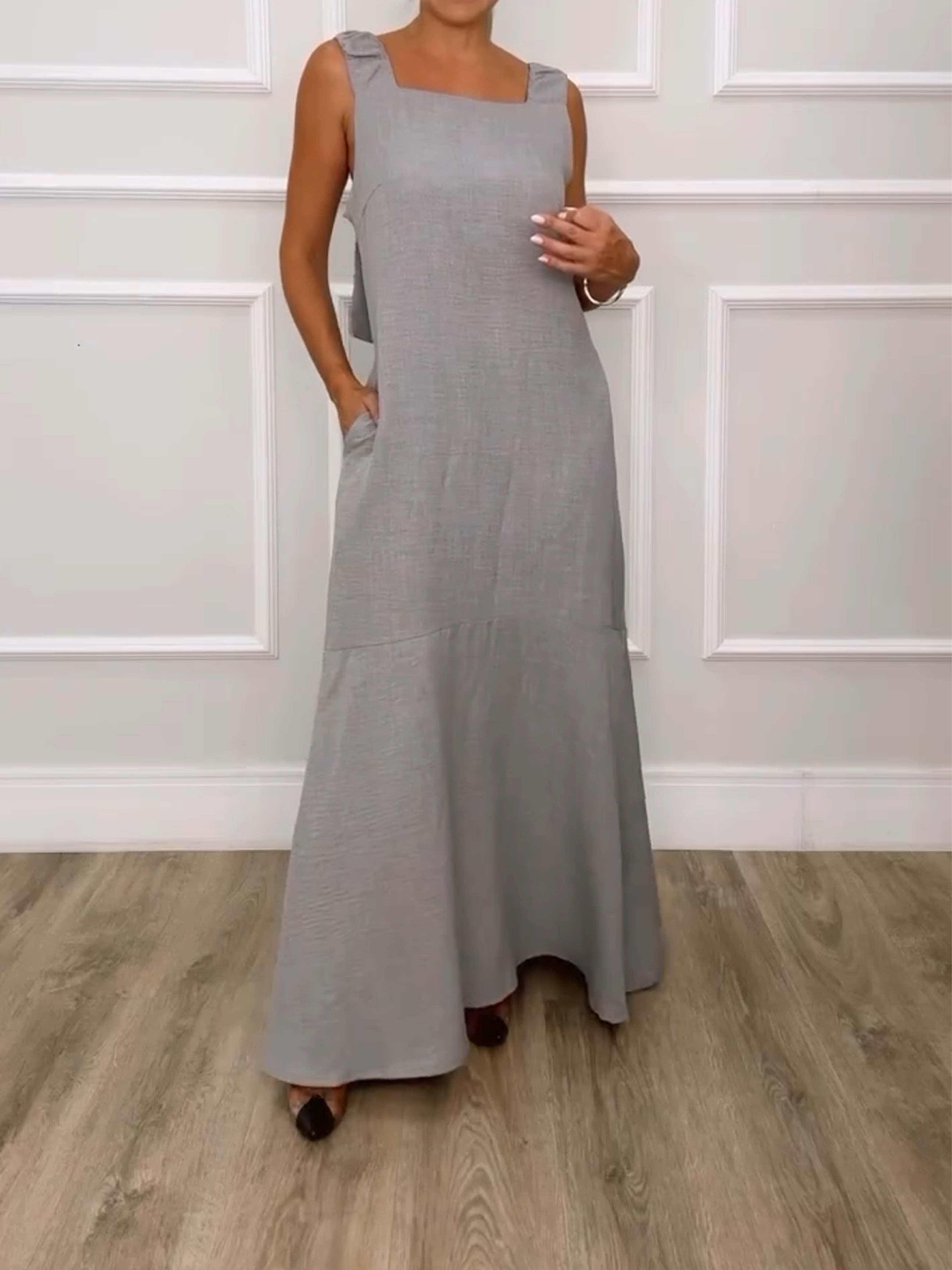 Sleeveless cotton and linen loose dress