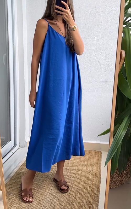 Casual V-neck Sleeveless Suspender Dress