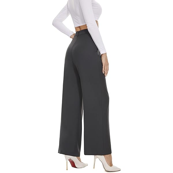 Fall Work Pants for Women Business Casual Office Dress Pants Trousers with Pockets Large White