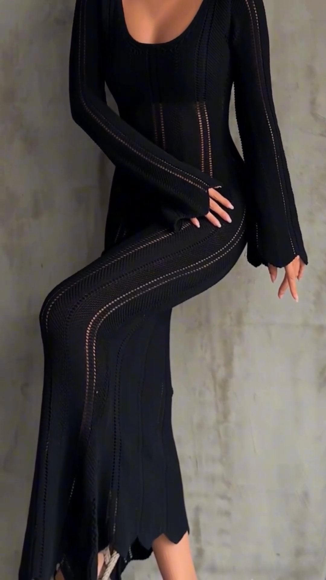 Casual Round Neck Slim Fit Knitted Dress