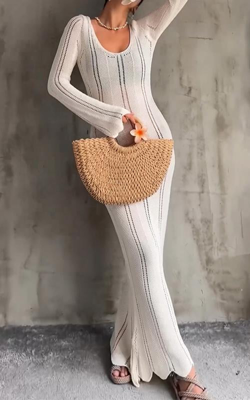 Casual Round Neck Slim Fit Knitted Dress