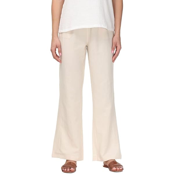 Women's Casual Linen Blend Flared Pants