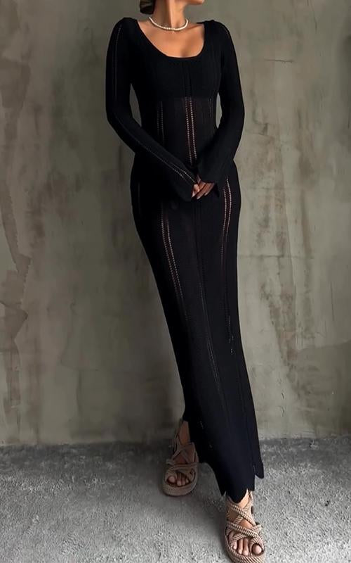 Casual Round Neck Slim Fit Knitted Dress