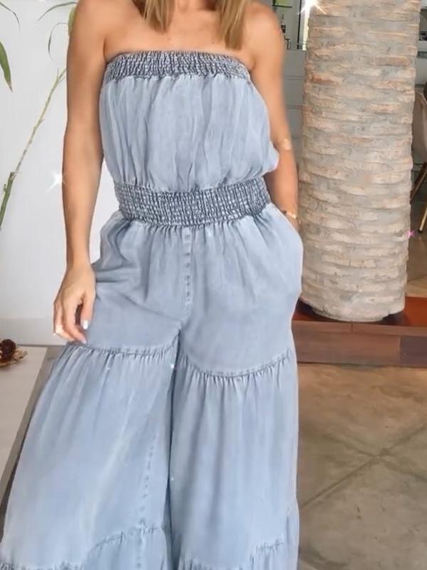 Simple and Comfortable Denim Jumpsuit