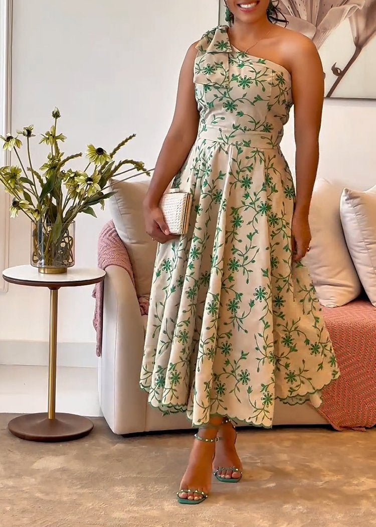 One Shoulder Printed Dress