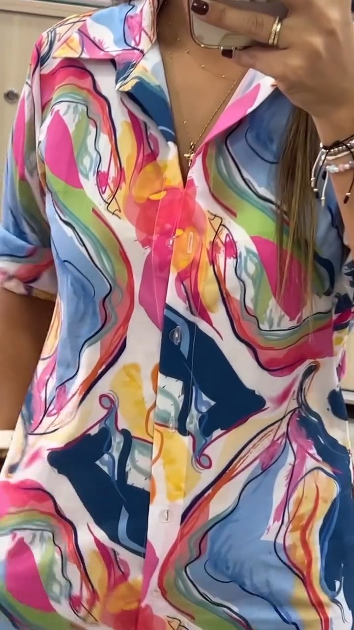Lapel Single-breasted Shirt Dress