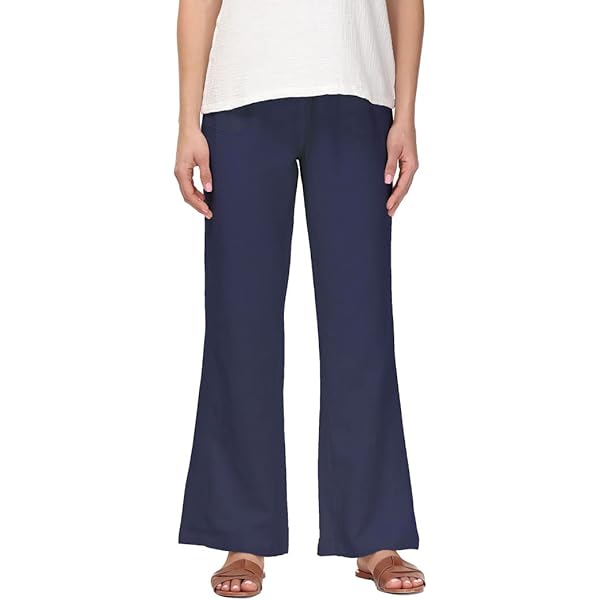 Women's Casual Linen Blend Flared Pants