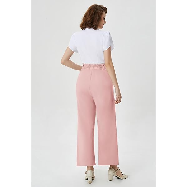 Belle Poque High Waisted Wide Leg Pleated Dress Pants Vintage Loose Baggy Straight Business Work Palazzo Pants Trousers X-Large Olive Green