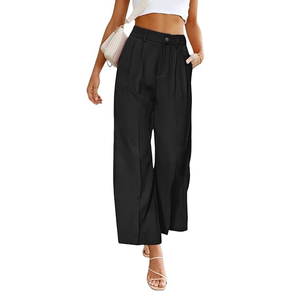 Acelitt Wide Leg Pants for Women Work Business Casual High Waisted Flowy Trousers with Pockets X-Large Brown