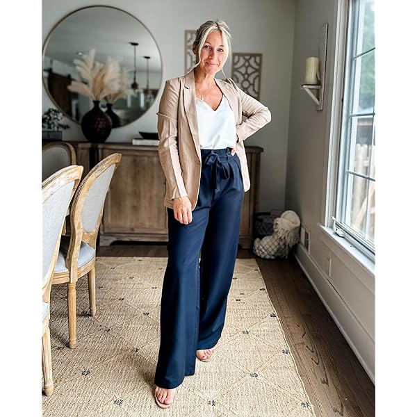 GRAPENT Dress Pants Women High Waisted Wide Leg Work Pants Dressy Casual Trendy Elastic Waist Pleated Belted Trousers Medium Cannoli Cream GRAPENT Dress Pants Women High Waisted Wide Leg Work Pants Dressy Casual Trendy Elastic Waist Pleated Belted Trousers Medium Cannoli Cream