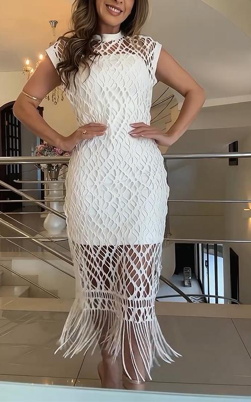Casual Round Neck Hollow Skirt Suit
