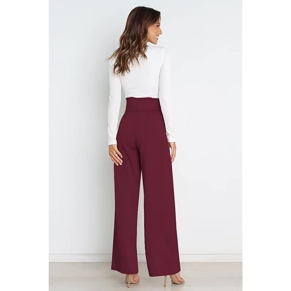 Dress Pants Women,Wide Leg Pants for Women,Smocked Waist Pants with Belt,Loose Straight Leg Flatting Pants Large Brown Dress Pants Women,Wide Leg Pants for Women,Smocked Waist Pants with Belt,Loose Straight Leg Flatting Pants Large Brown