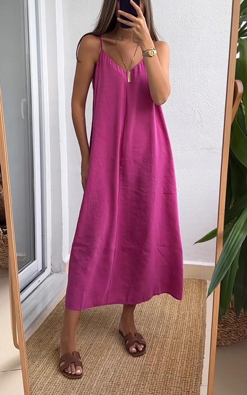 Casual V-neck Sleeveless Suspender Dress
