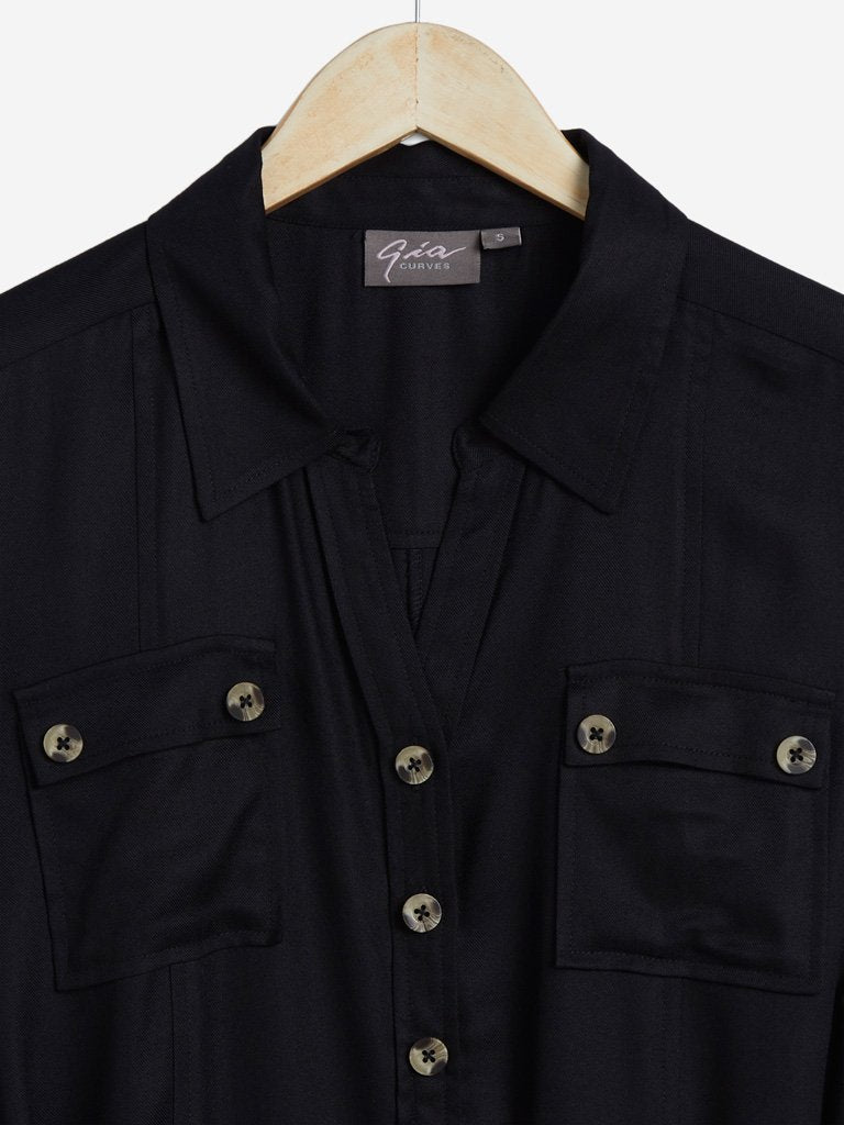 Gia Curves Black Shirtdress with Belt