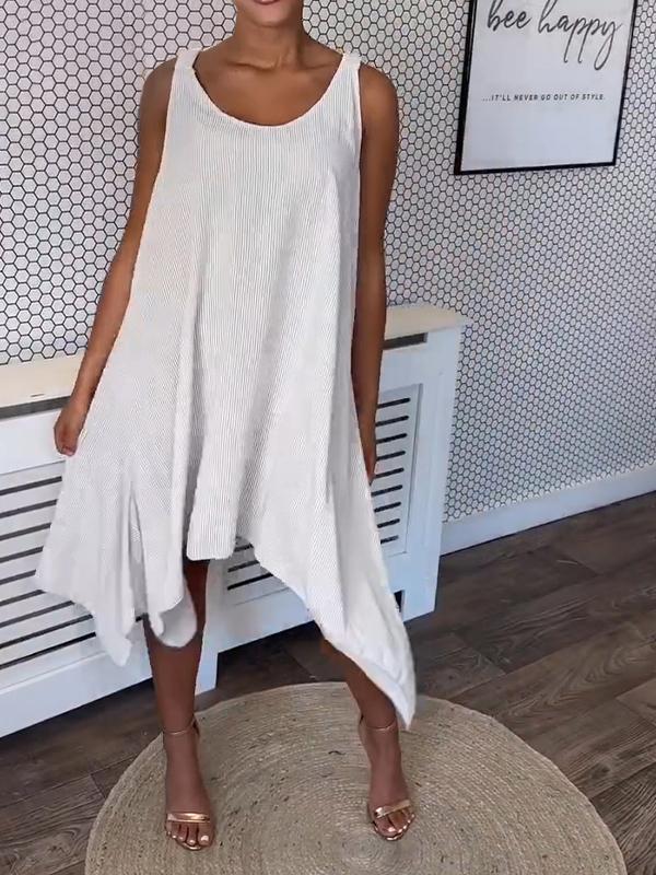 Casual Round Neck Solid Color Suspender Dress