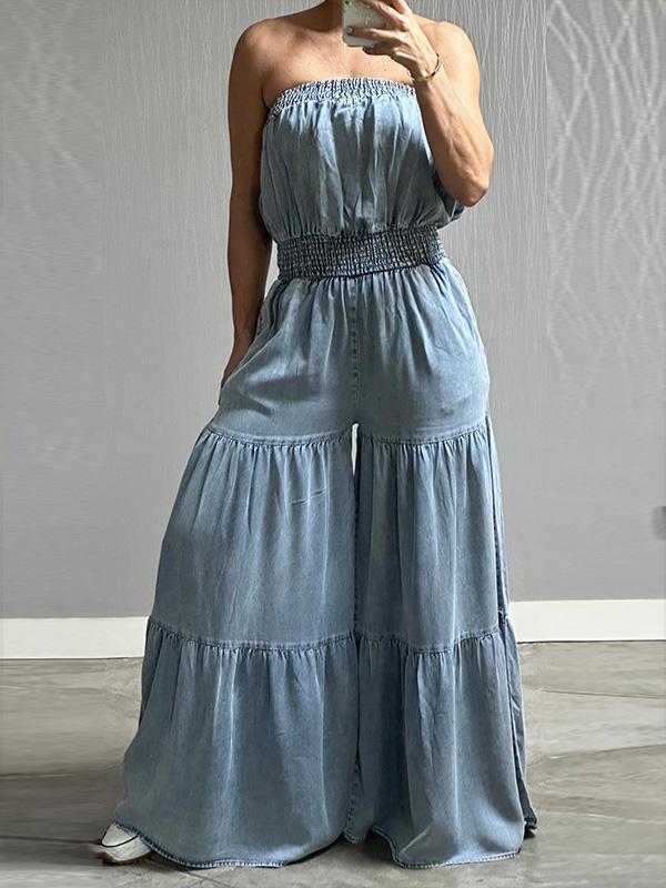 Simple and Comfortable Denim Jumpsuit