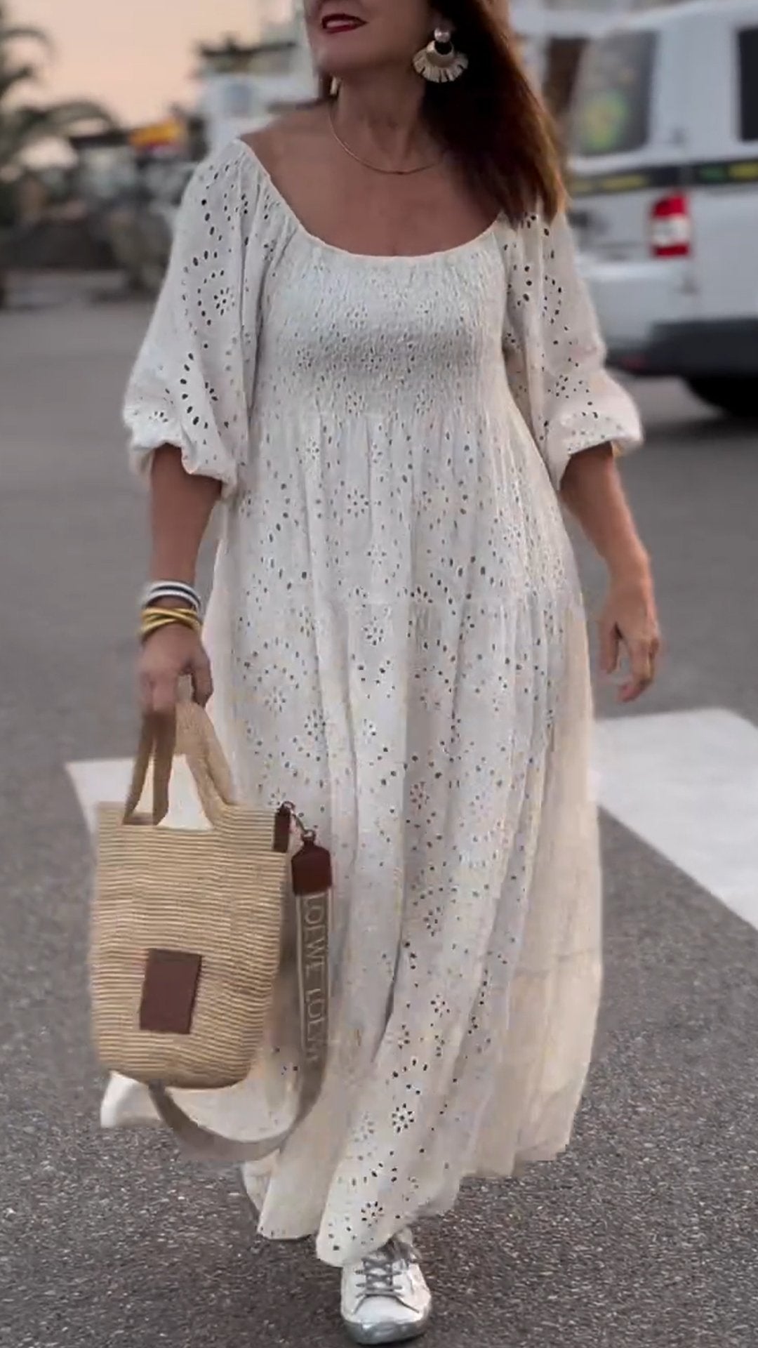 Casual Round Neck Hollow Dress