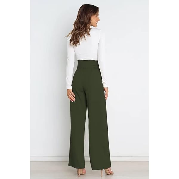 Dress Pants Women,Wide Leg Pants for Women,Smocked Waist Pants with Belt,Loose Straight Leg Flatting Pants Large Brown Dress Pants Women,Wide Leg Pants for Women,Smocked Waist Pants with Belt,Loose Straight Leg Flatting Pants Large Brown