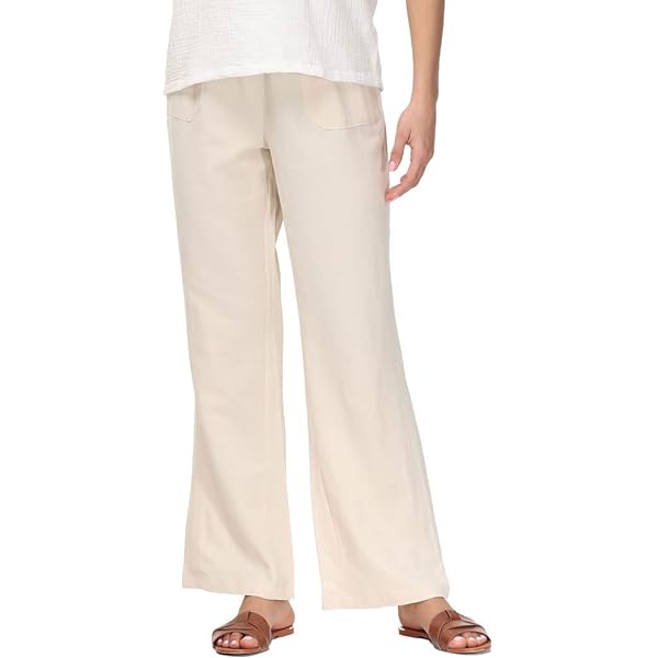Women's Casual Linen Blend Flared Pants