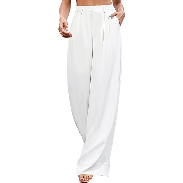 Women Casual Wide Leg Pants Button Down Straight Long Trousers Pants Elastic High Waist Dress Pants for Women Green 0