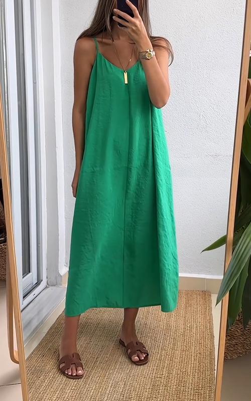 Casual V-neck Sleeveless Suspender Dress