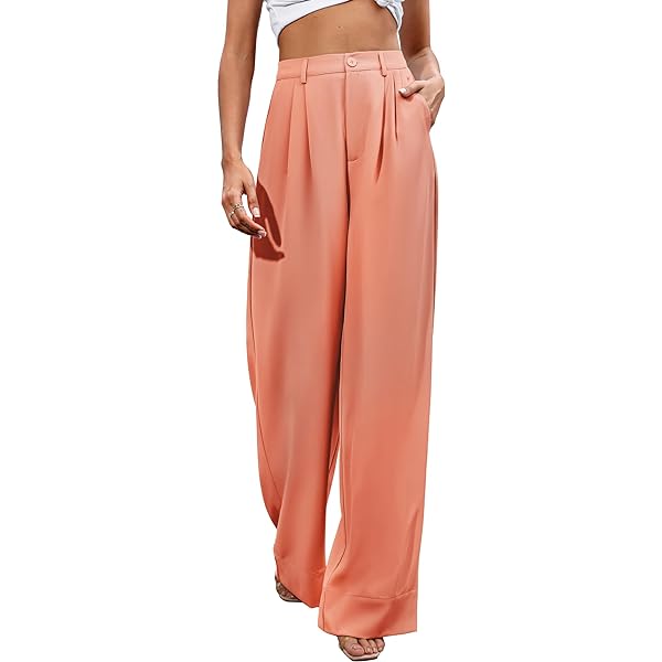 Women Casual Wide Leg Pants Button Down Straight Long Trousers Pants Elastic High Waist Dress Pants for Women Green 0