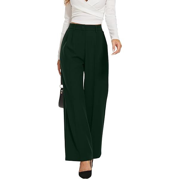 Women Linen Low Rise Wide Leg Pants Pleated Front Casual Long Trousers with Pockets X-Small Beige