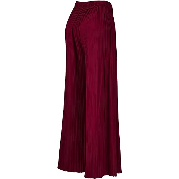 Lock and Love Womens Pleated Wide Leg Palazzo Maxi Pants with Drawstring or Elastic Band Elastic Band Small Wb1795_desert