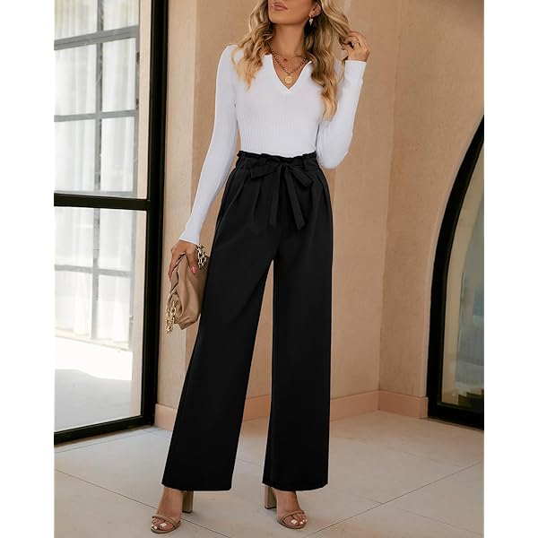 GRAPENT Dress Pants Women High Waisted Wide Leg Work Pants Dressy Casual Trendy Elastic Waist Pleated Belted Trousers Medium Cannoli Cream GRAPENT Dress Pants Women High Waisted Wide Leg Work Pants Dressy Casual Trendy Elastic Waist Pleated Belted Trousers Medium Cannoli Cream